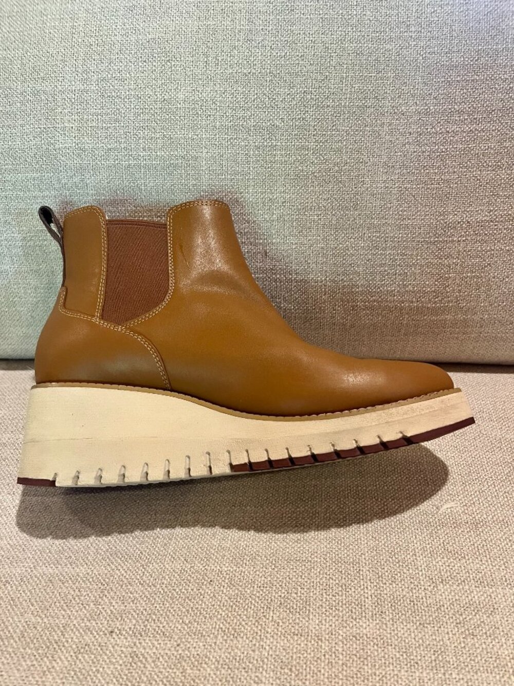 Cole Haan ZeroGrand City Wedge Chelsea Boot Tan Leather Ankle Bootie - Picture 14 of 14
